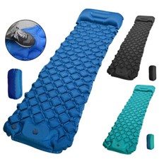 Alfombra de camping portátil almohadilla para dormir autoinflable con almohada prensa de pies cama de aire