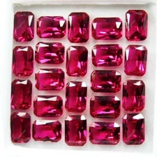 10 PCS Natural Red Ruby Loose Gemstone Certified Emerald Shape Lot