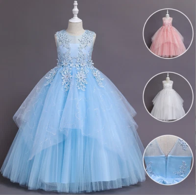 MARKENLOS Partykleid Prinzessin Cosplay Mädchen Kinder Tüll Blumen Kleid Baby Hochzeit 160