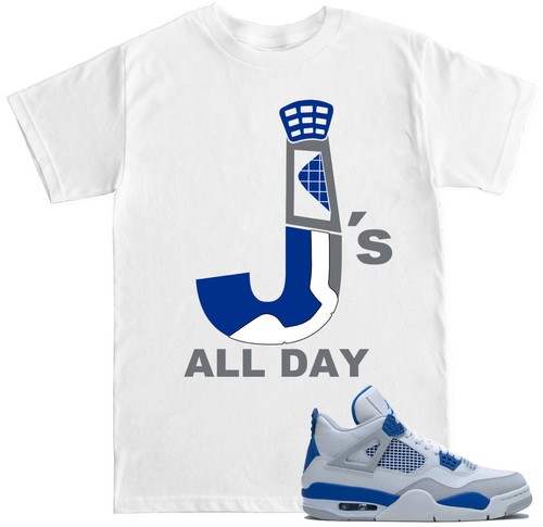 Camiseta o camiseta sin mangas para coincidir con Air Jordan Retro 4 Azul  militares Zapatos | eBay