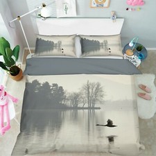 3D Lake Swan S099 Animal Bed Pillowcases Quilt Duvet Cover Set Queen King Sunday