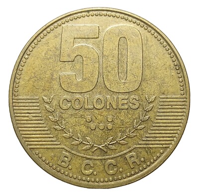 Costa Rica 50 Colones 2012 - Wappen - Messing versilberter Stahl Banco Central K5