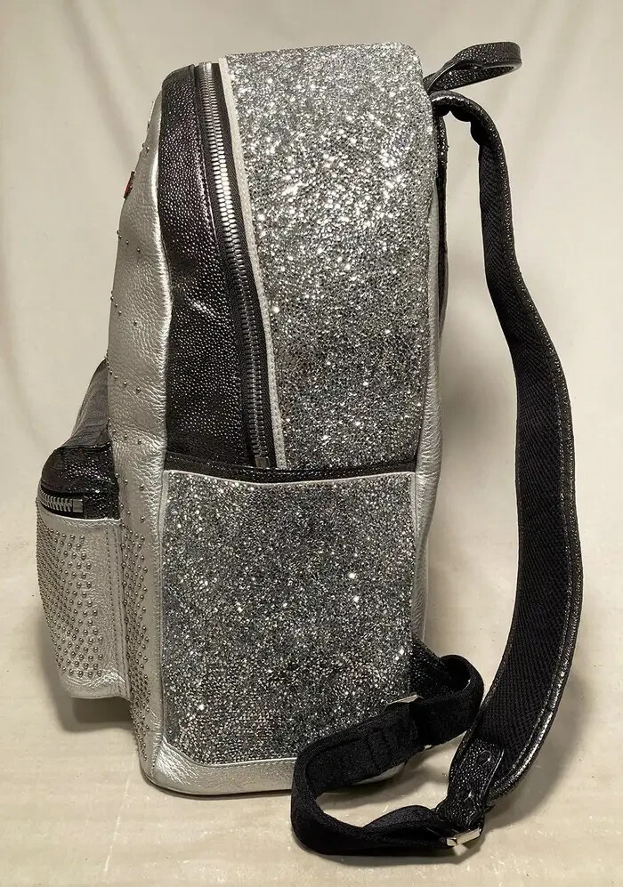 MCM Special Edition Silver Leather Swarovski Crystal 
