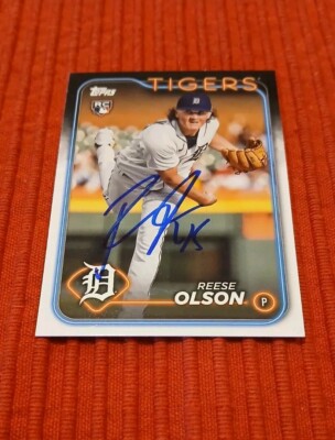 Reese Olson Signed Card 2024 Topps #308 Detroit Tigers AUTOGRAPH 