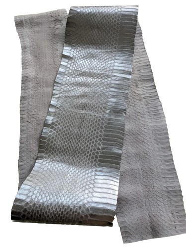 Metallic Snake Skin SNAKESKIN Genuine skin w/ Clean Natural Scales Craft Silver - Picture 3 of 3