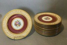 SET OF 11 SELB BAVARIA HEINRICH GILT ENCRUSETED FLORAL DECORATED DINNER PLATES