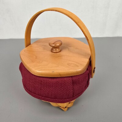 Longaberger ACS Generations Hexagonal Basket Set 2001 Lid Fabric Liner Handwoven