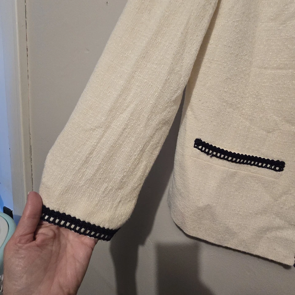 Chaqueta Blazer De Colección Lily & Taylor Para Mujer Talla 12 Lana Trenza Borde Lujo Dinero Antiguo Foto 2 de 4