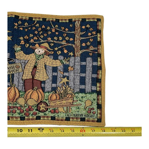 Pumpkin Patch Scarecrow Set of 4 Placemats By Teresa Kogut Fall Autumn 18x12 - Picture 6 of 7