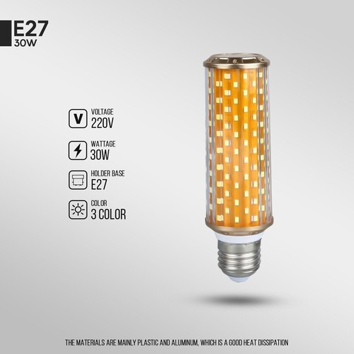 LED Corn Bulbs E14 E27 Screw 30W High Powered Tri Color Energy Saving Light Bulb - Picture 22 of 29