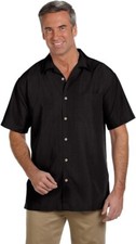 Black Small Harriton CUBAVERA STYLE Men's Barbados Textured Button Down Shirt