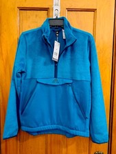 Adidas half zip kangaroo pocket fleece jacket blue DX9311 NWT size M $60.00