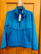Adidas half zip kangaroo pocket fleece jacket blue DX9311 NWT size M $60.00