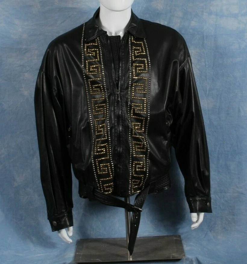 Versace black top leather jacket