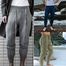 Men Knitted Trousers Pants Slim Male Ankle-Length Pants Pencil Winter Trousers