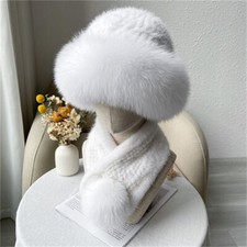 Women's Real Mink Fur Hat + Real Mink Fur Scarf Set Knitted Beanies Stretch Cap Women's Real Mink Fur Hat + Real Mink Fur Scarf Set Knitted Beanies Stretch Cap