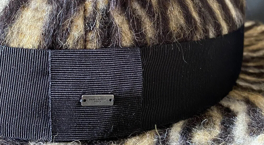 NWT $795 Saint Laurent Womens Fedora Hat Beige/Black Size M