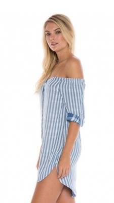 bella dahl off shoulder dress Bella Dahl Long Sleeve A-line Dress in Dark Ombre Wash Small