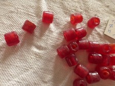 Lot De 180 Perles Tubes Verre Anciennes Rouge Vintage - Macramé, Déco, Inde