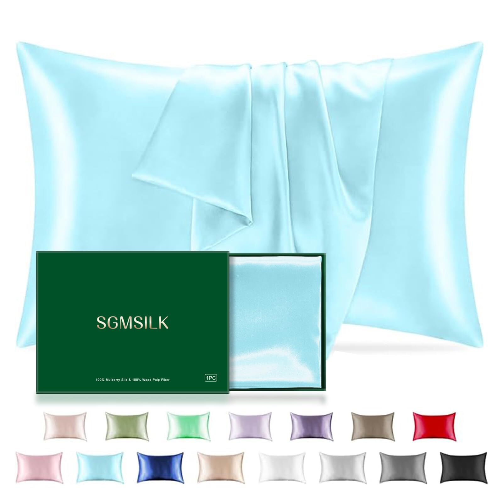 Mulberry Silk Pillowcase for Hair and Skin SGMSILK 22 Momme Natural Silk Pill...-image