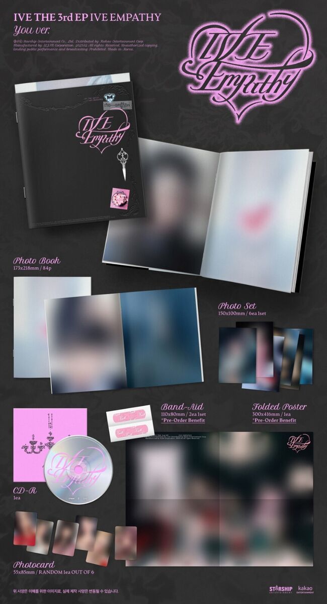 CD) IVE 3rd EP - IVE Empathy (4 version Set) + Store Gift CD) IVE 3rd EP - IVE Empathy (4 version Set) + Store Gift