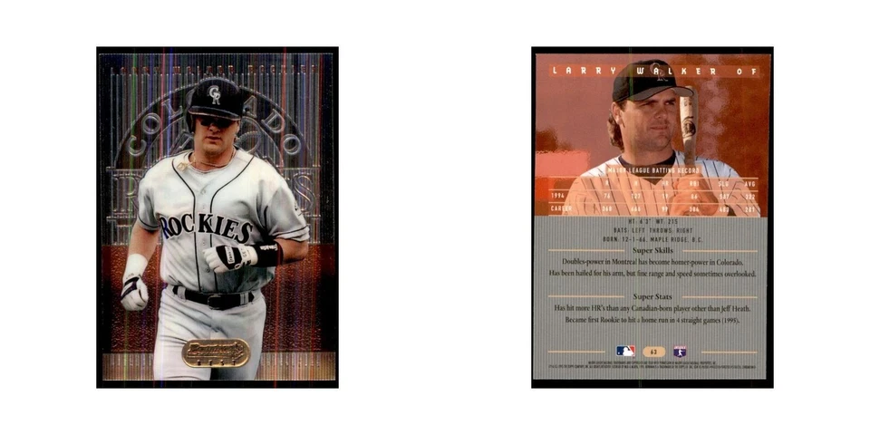 1995 Bowman's Best Larry Walker Baseball Cards #63 - Image 3 of 3