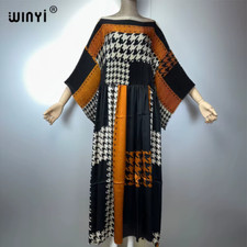 Pleated Elastic Loose Dress Holiday Beach Cover up Maxi Kaftan Abaya Dubai Luxur