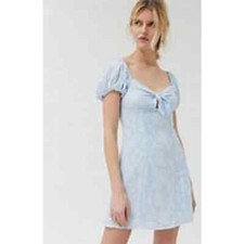 NWT Urban outfitters Novara Tie Front puff sleeve dress