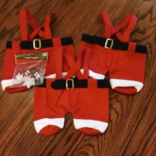 Santa Pants Felt Gift Bags Treat Bags Stockings Christmas Red Set of 3