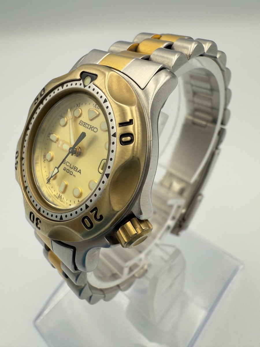 SEIKO Diver Scuba 200M 3E25-0A10 Women's Quartz Vintage Gold Watch