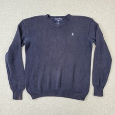 Ralph Lauren Polo Sport Sweater Mens Medium Blue V-Neck Pony Embroidery Pullover