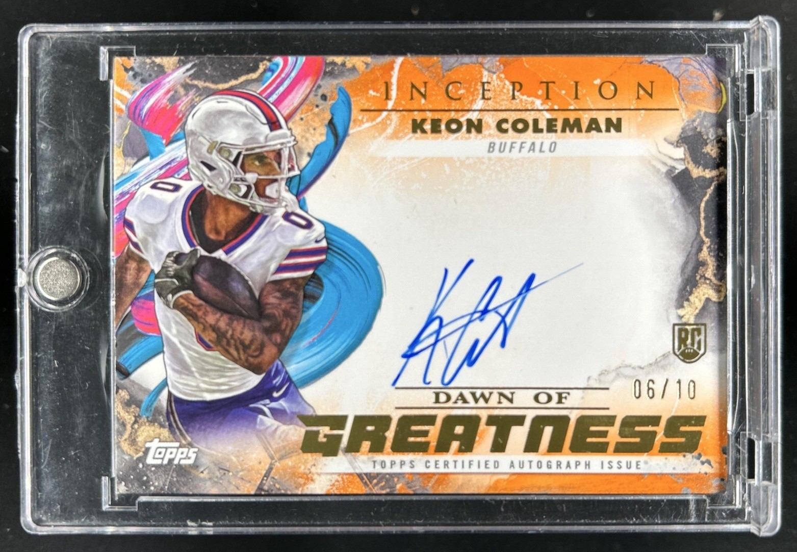 Keon Coleman Topps Inception Dawn of Greatness Autographs #DGAKC Orange