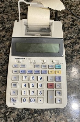 Sharp EL1750V Printing Calculator with AC Adapter  Works