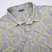 Hreski Golf Polo Shirt Men's 3XL Gray Yellow All Over Graphic Snake Skin