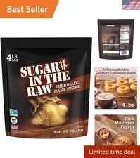All-Natural 4lb Turbinado Sugar - Delicious Molasses Flavor for Coffee & Cooking