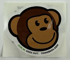 RARE Think Geek Company Timmy the Monkey Mascot Sticker - ThinkGeek Merchandise