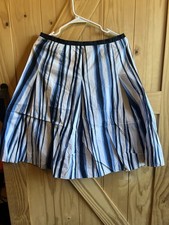 Talbots Vintage Coastal Blue Striped A-Line Preppy Elegance Skirt Size 10 Spring