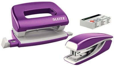 LEITZ Heftgerät- & Locher-Set Mini NeXXt WOW, violett