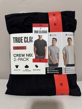 NEW True Classic Men  s Crew Neck Perfect Fit Ultra Comfortable Tees 2 Pack M