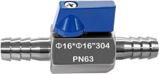 5/8” Hose ID Barb Ball Valve 304 Stainless Steel Mini Shut off Valve for Water G