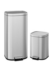30L  6L Stainless Steel Step Trash Can Set of 2 8 1.6 Gallon Rectangular
