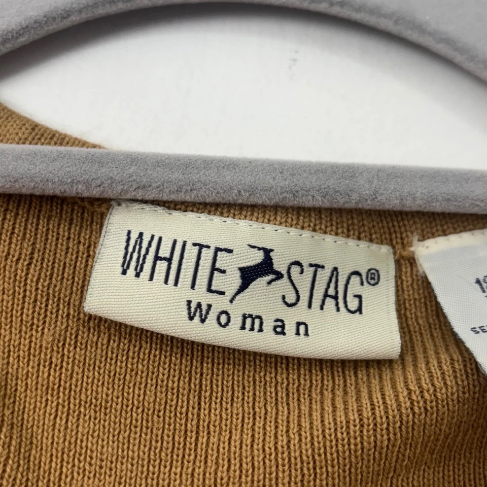 BLANCO CIERVO Camel Marrón Cuello en V Botón Delantero Sin Mangas Chaleco Largo Suéter 18W 20W Foto 2 de 4