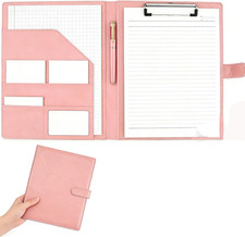 Professional Padfolio with Clipboard, Faux Leather Portfolio Folder Binder