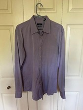 HUGO BOSS SLIM FIT DRESS SHIRT LAVENDER SPREAD COLLAR BARREL CUFFS SIZE 16 LARGE