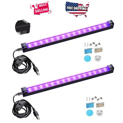 Black Light Bar 1ft 10W LED UV Strip for Tapestry Body Paint Cabinet Display 2pk
