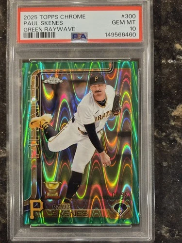 2025 Topps Chrome Paul Skenes #300 Green Raywave Refractor /99 PSA 10 Pirates