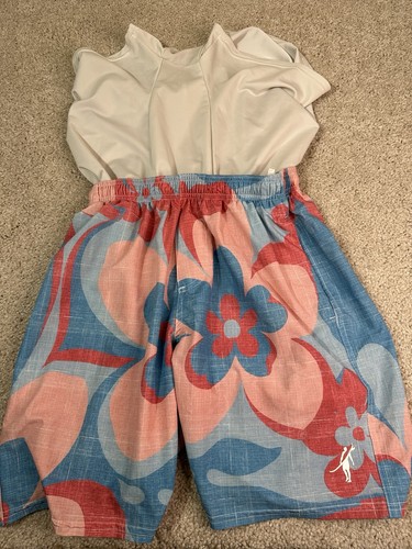 Toes on the Nose Floral Board Shorts Mens Medium 8" Double Layer Swim Trunks USA - Picture 4 of 10