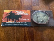 Vintage 1980  s Marlboro Country Store Brass Belt Buckle Original Package