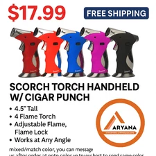 Scorch Torch Handheld with Cigar Punch | 61485 | Quad Flame Torch Lighter