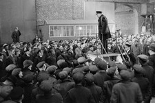 Winston Churchill addressing merchant crews and dockers at Liverpool 1943 photo